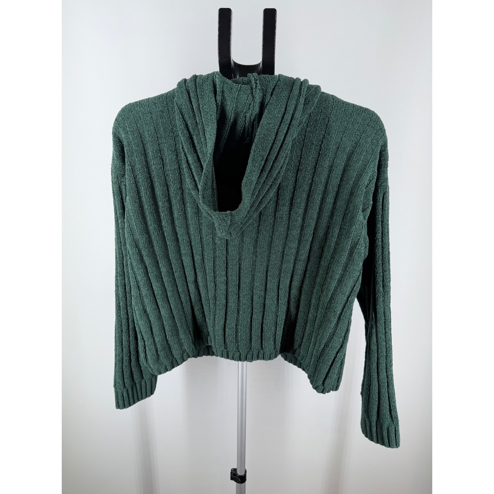 Pink Republic Womens Forest Green Ribbed Quarter Zip Hooded Sweater Size M - Picture 3 of 7